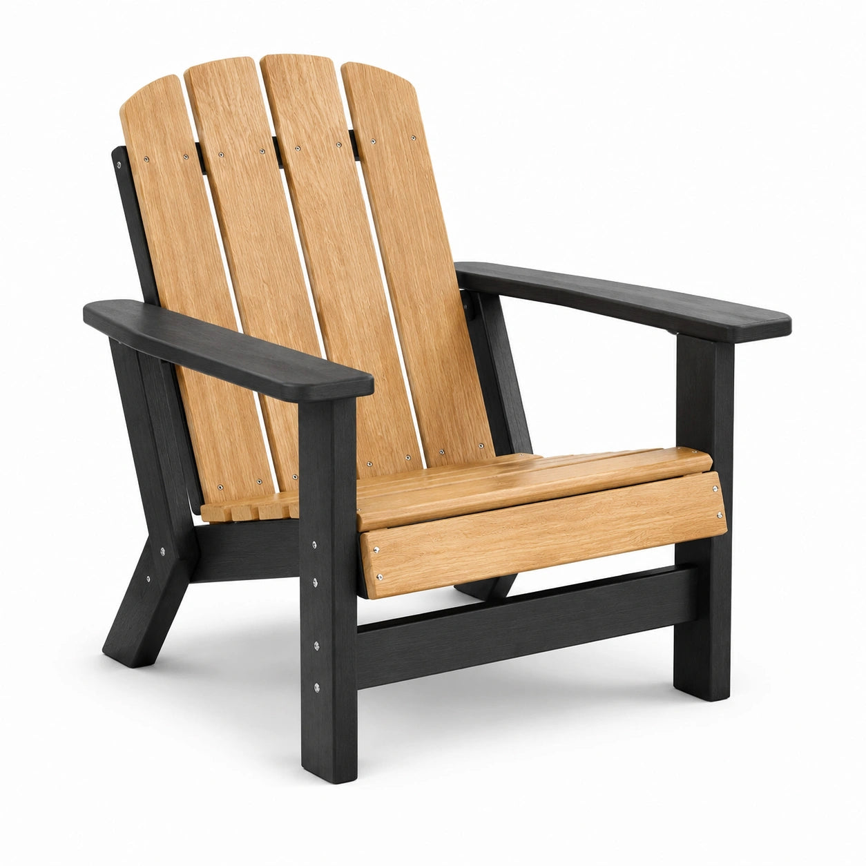 Adirondackstuhl Eichenholz und Polyethylen Schwarz/Natur