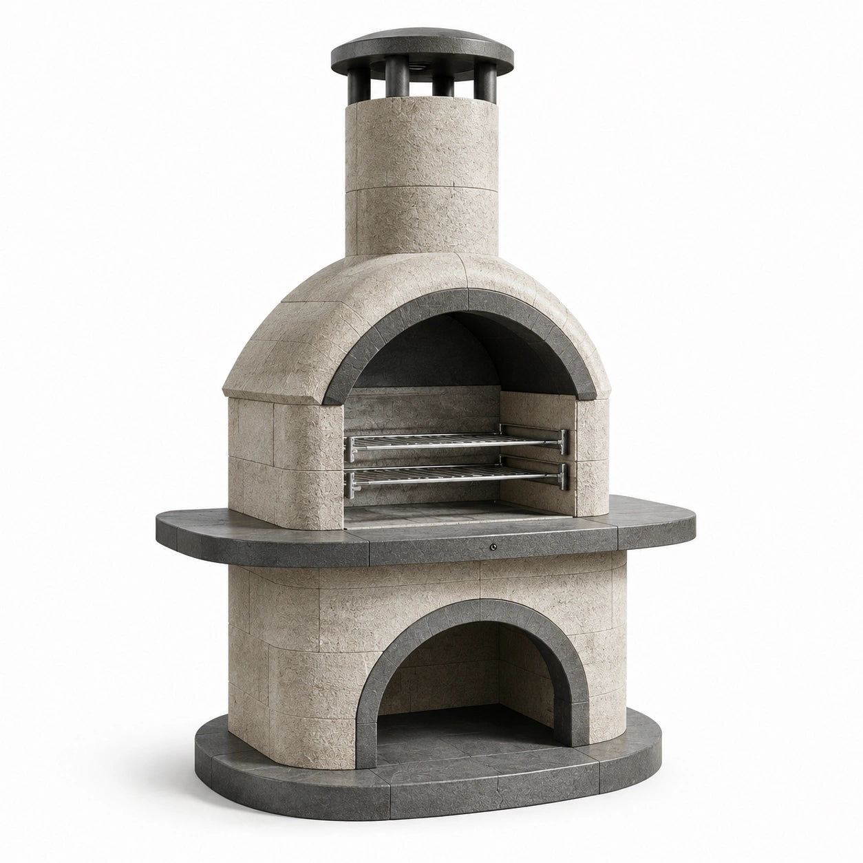 Grillkamin aus feuerfestem Beton, grau