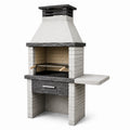 Grillkamin aus Beton mit Edelstahlrost und Ablage Grau