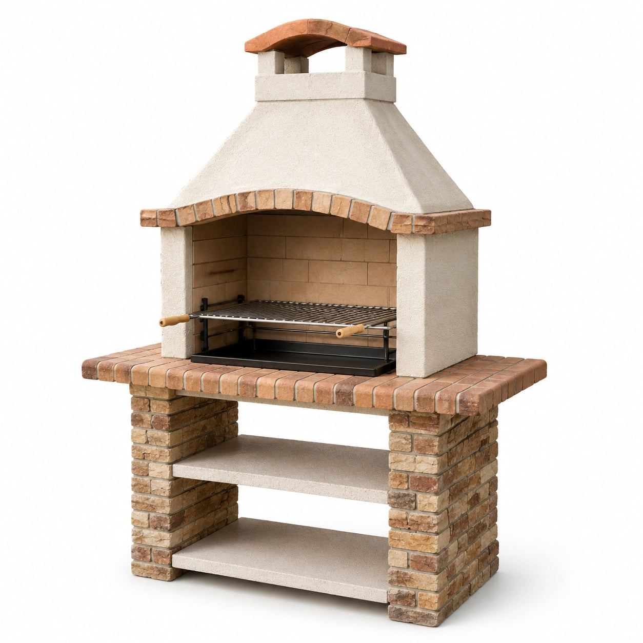 Grillkamin aus Beton, Backstein und Metall