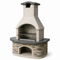 Grillkamin aus Beton mit Natursteinverkleidung Grau/Beige