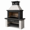 Grillkamin aus Beton und Naturstein Grau/Schwarz