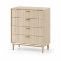 Kommode aus Holz mit Messinggriffen 80x100x45cm Beige