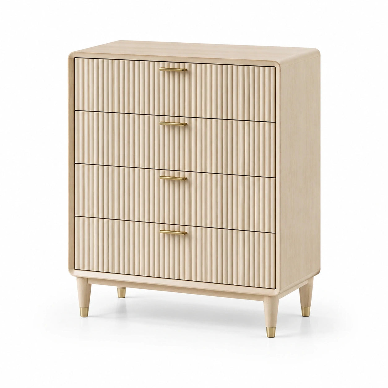 Kommode aus Holz mit Messinggriffen 80x100x45cm Beige