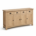 Sideboard Eiche Massivholz 4-türig mit 4 Schubladen, 150x40x85 cm, Natur