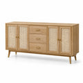Sideboard aus Eichenholz mit Rattanfronten und Schubladen 180 cm