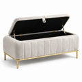 Polster-Aufbewahrungsbank mit Metallbeinen 120cm Beige