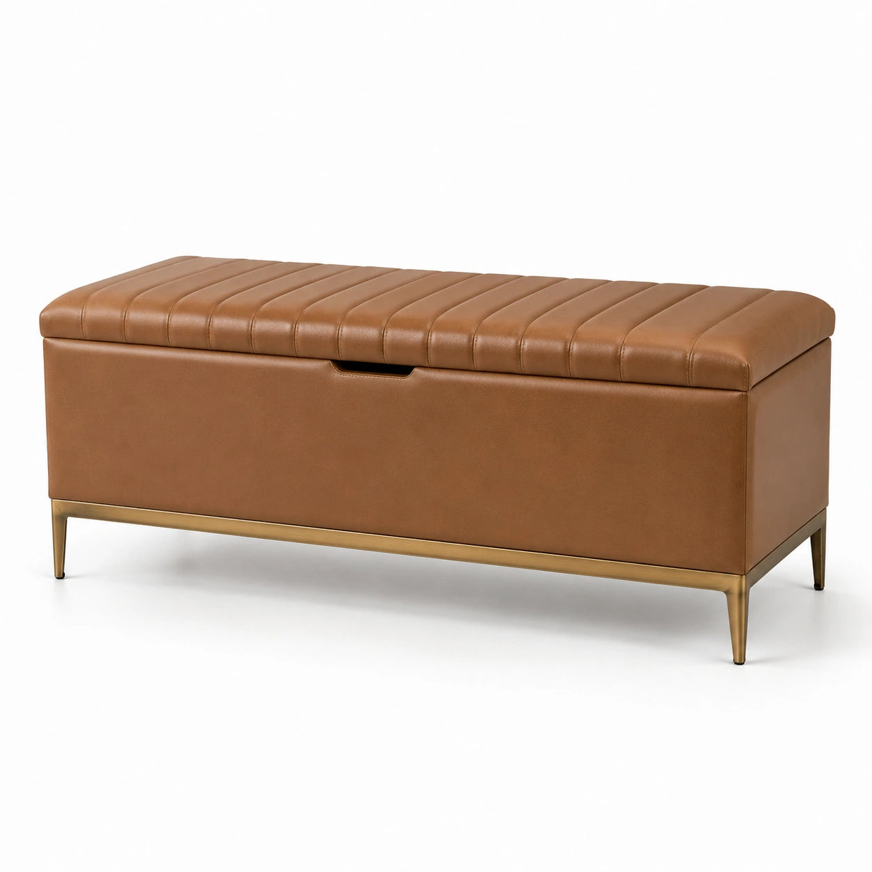 Aufbewahrungsbank Leder Braun 120x40x45 cm