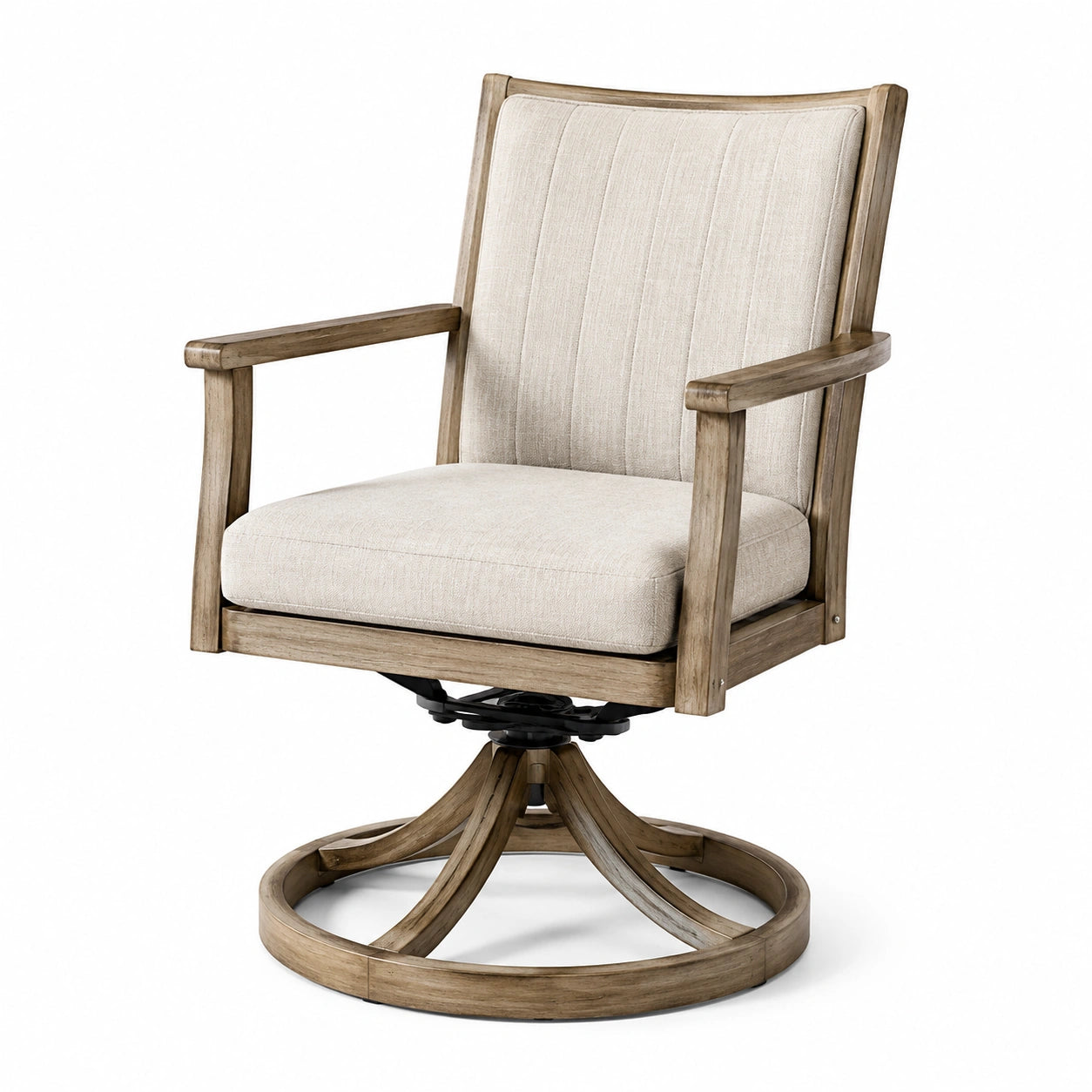 Drehsessel Holzrahmen mit Polyestergewebe, Beige