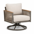 Aluminium Drehsessel mit Polyesterkissen Beige