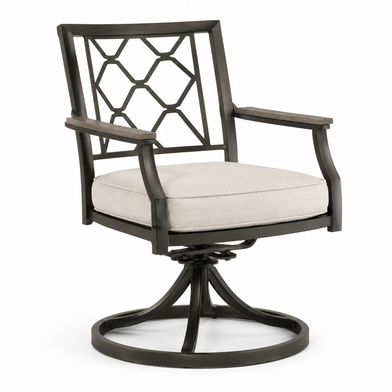 Aluminium-Drehsessel mit Polyesterkissen Schwarz/Beige