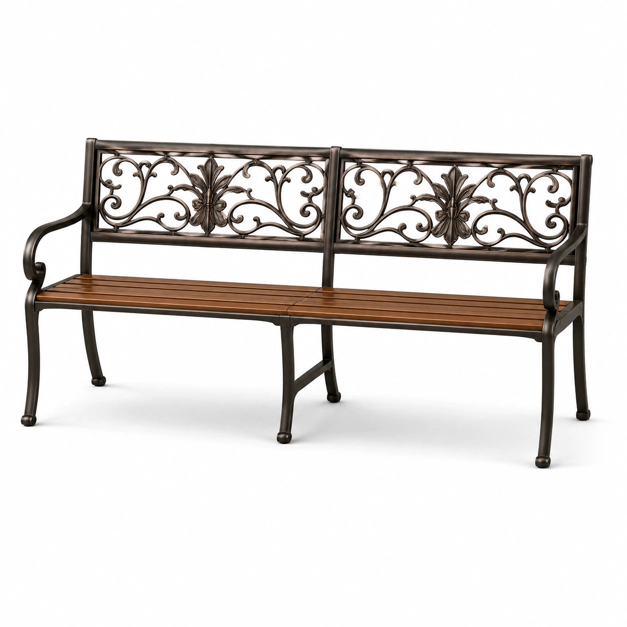 Gartenbank aus Aluminium und Hartholz 128 cm Braun/Schwarz