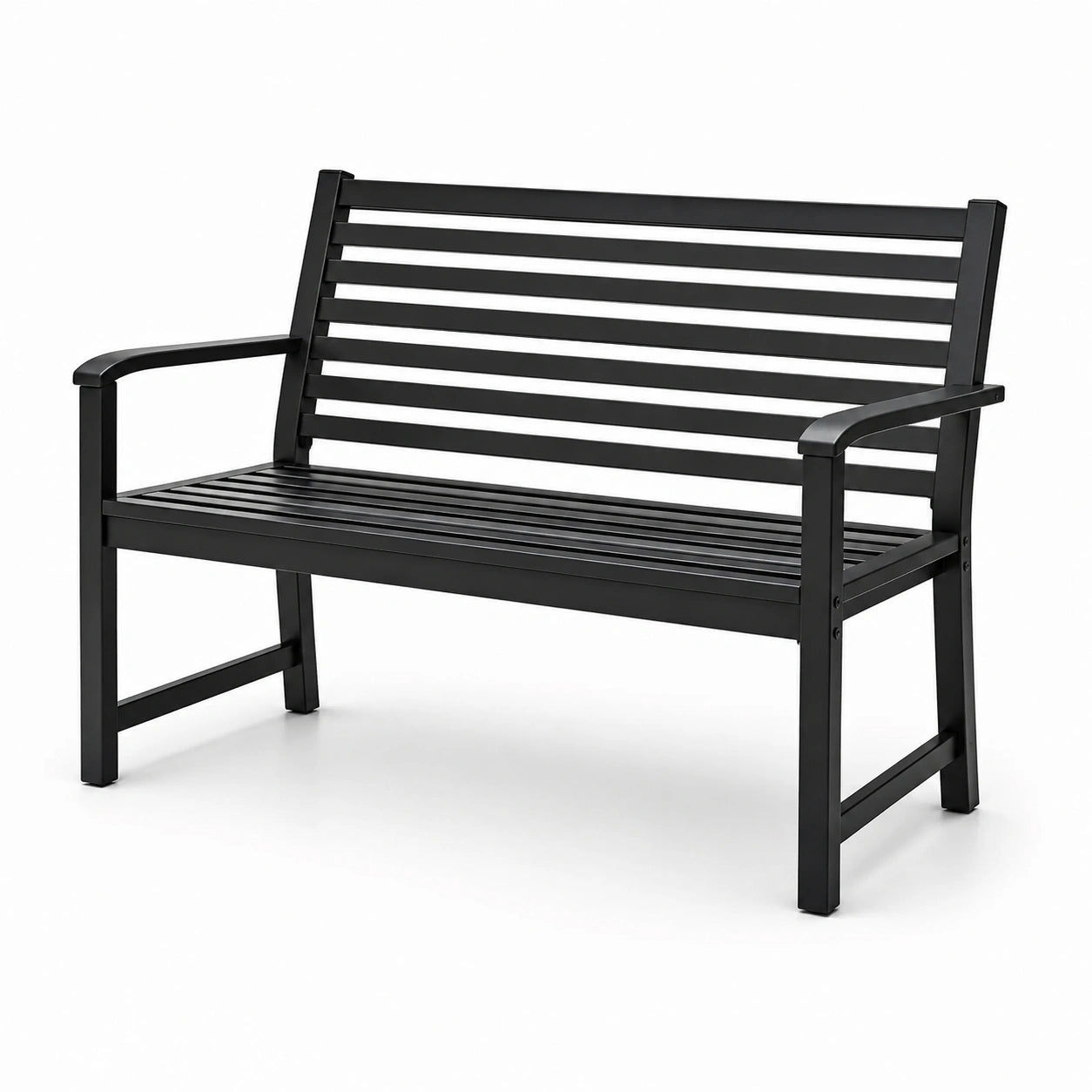 Schwarze Gartenbank aus Metall, 125 cm