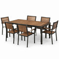 Outdoor Essgruppe aus Akazienholz und Aluminium in Braun/Schwarz