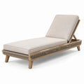 Teakholz Sonnenliege mit Polyesterpolsterung in Beige
