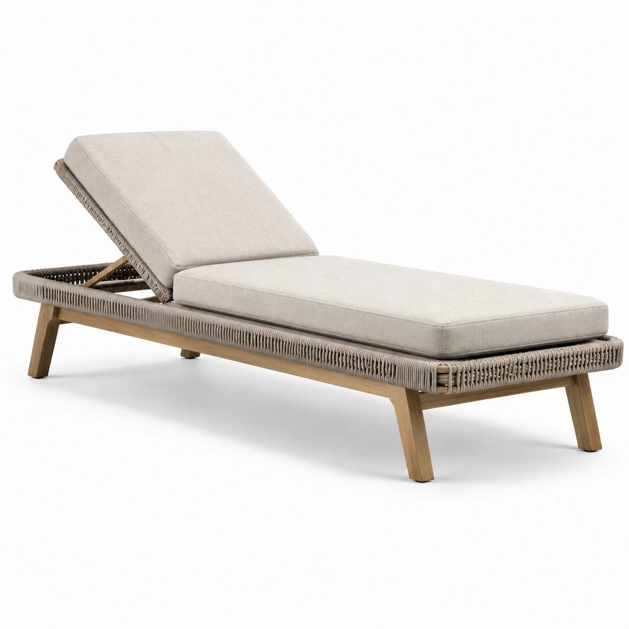 Gartenliege aus Teakholz mit Olefinpolsterung Beige 200 cm