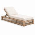 Verstellbare Gartenliege Teakholz Stoff Beige 200 x 70 x 30 cm