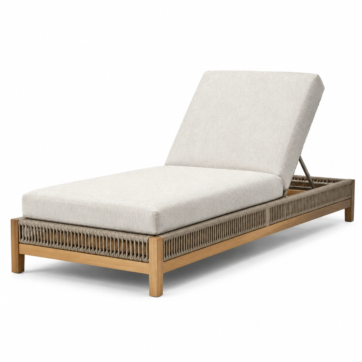 Outdoor-Liege aus Teakholz mit Polypropylengeflecht und Polyesterpolster, 200 cm