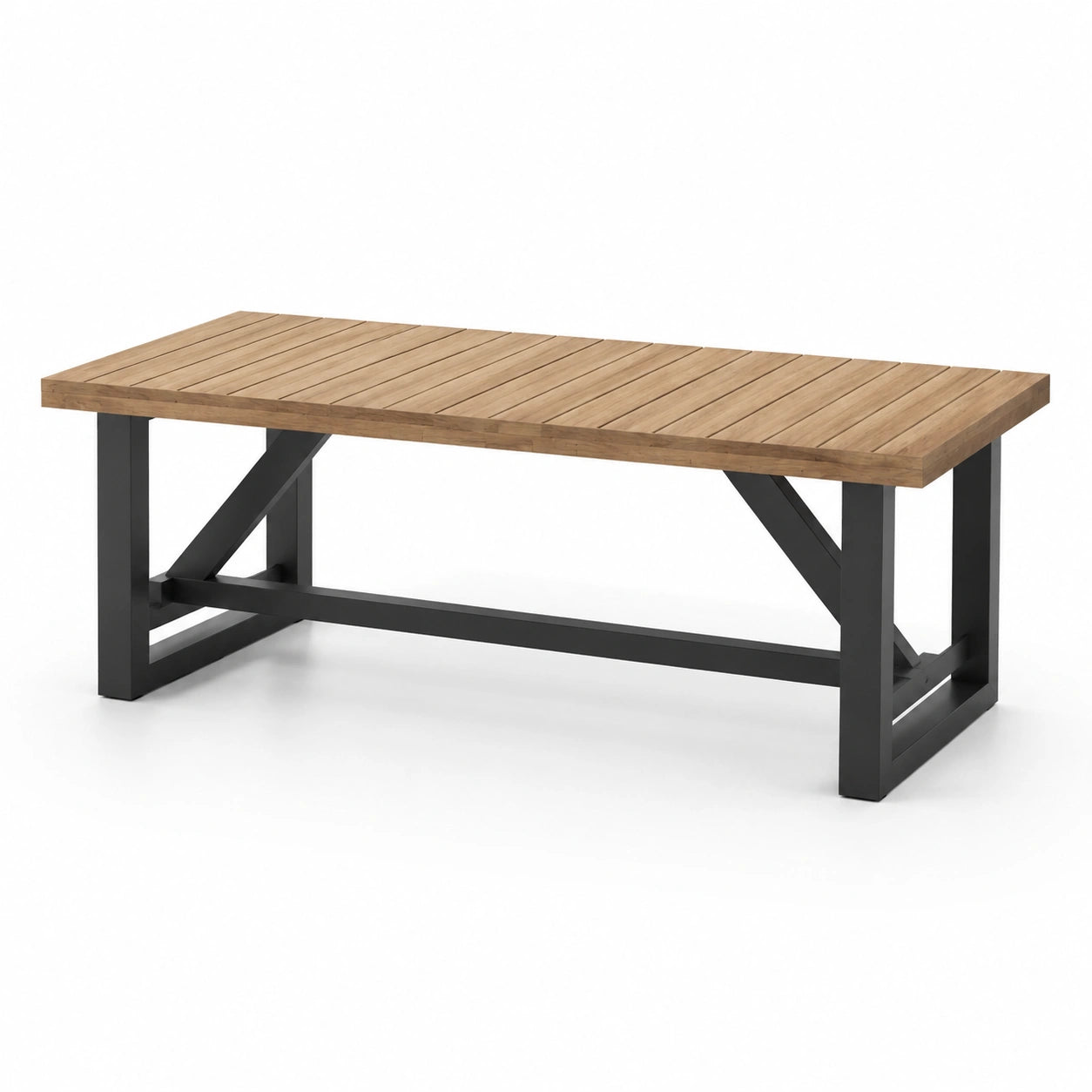 Gartentisch aus Holz und Metall 150x90x75cm Braun/Schwarz