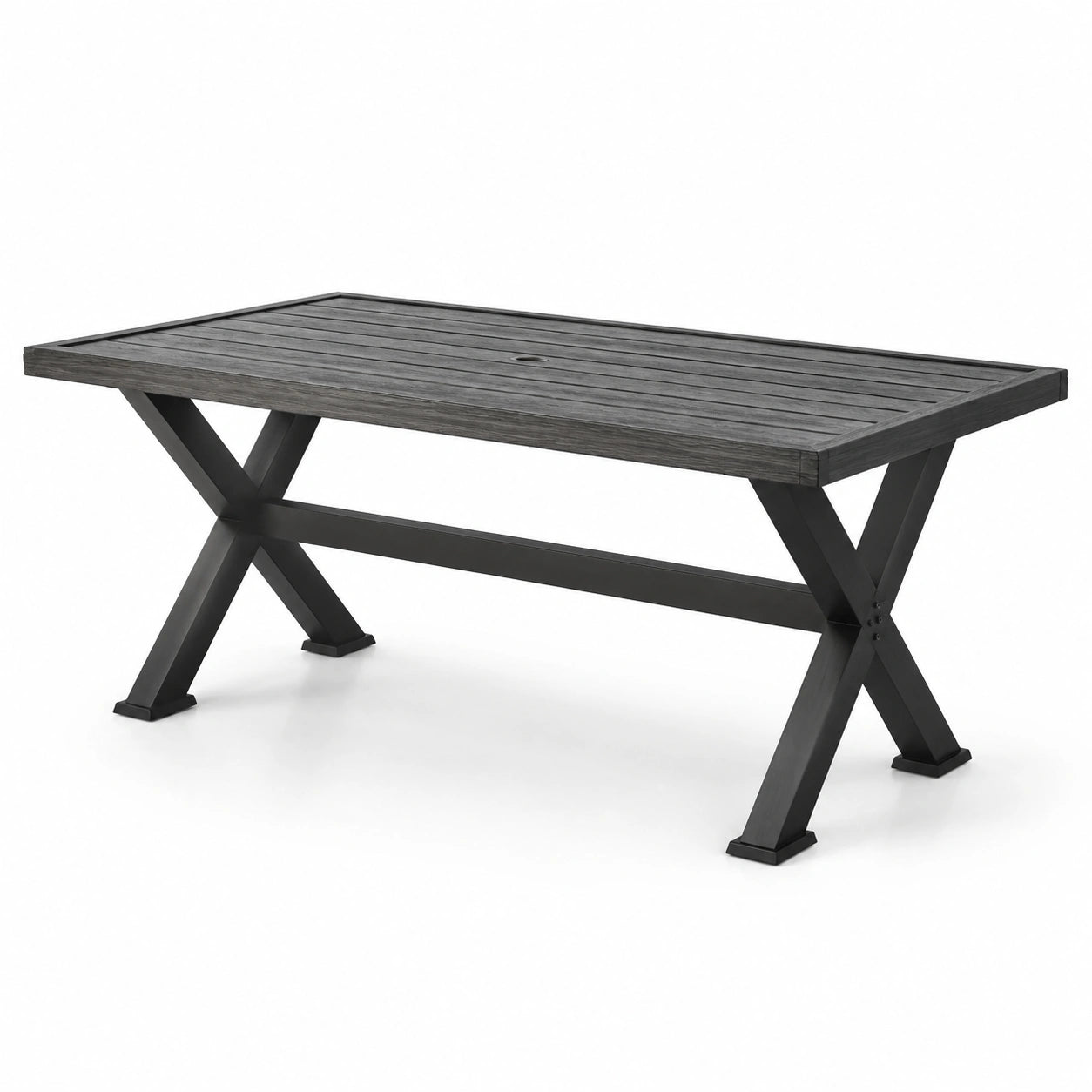 Gartentisch rechteckig Aluminium Holzoptik 180x90 cm Anthrazit